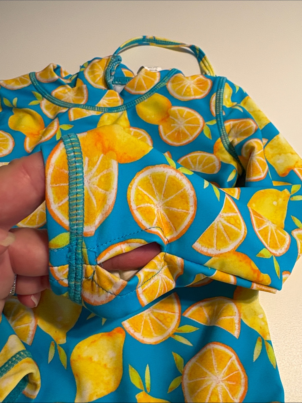 Girls Swimzip Lemon Print Long Sleeve Swimsuit - Blue & Yellow Size 2t New — image 4 of 8